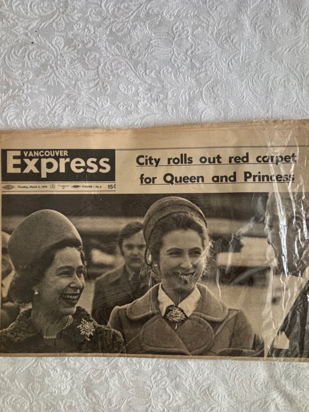1970 Vancouver Express Newspaper, Queen Elizabeth & Princess Anne